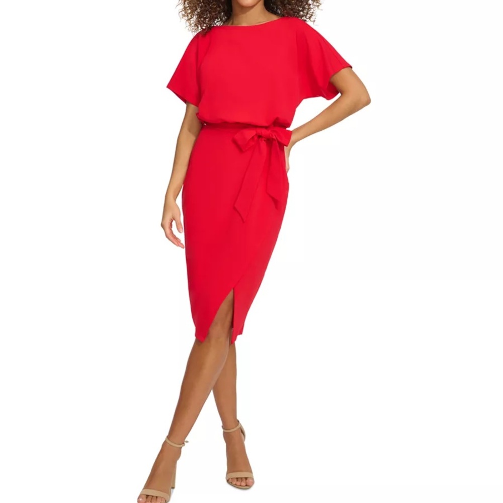 Kensie Vibrant Red Midi Dress